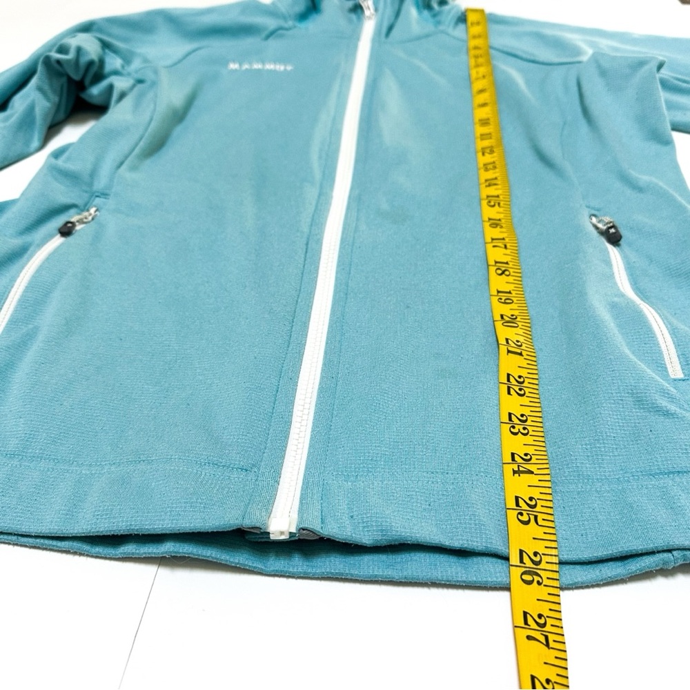 Mammut Women’s Calispell Fleece Hooded Jacket Light Pacific Melange Aqua UPF 50+ - Picture 13 of 14